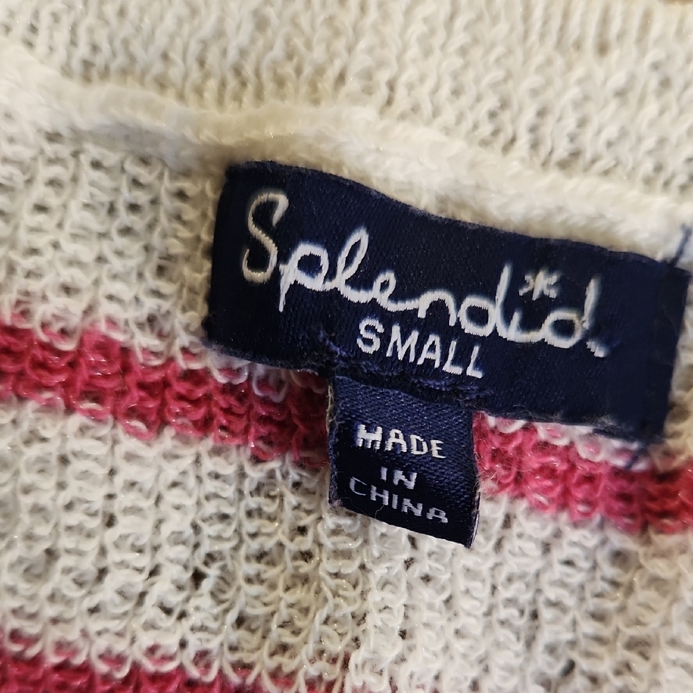 {Splendid} Sweater Knit Tank Top Red Stripes  (Small) - Picture 4 of 6